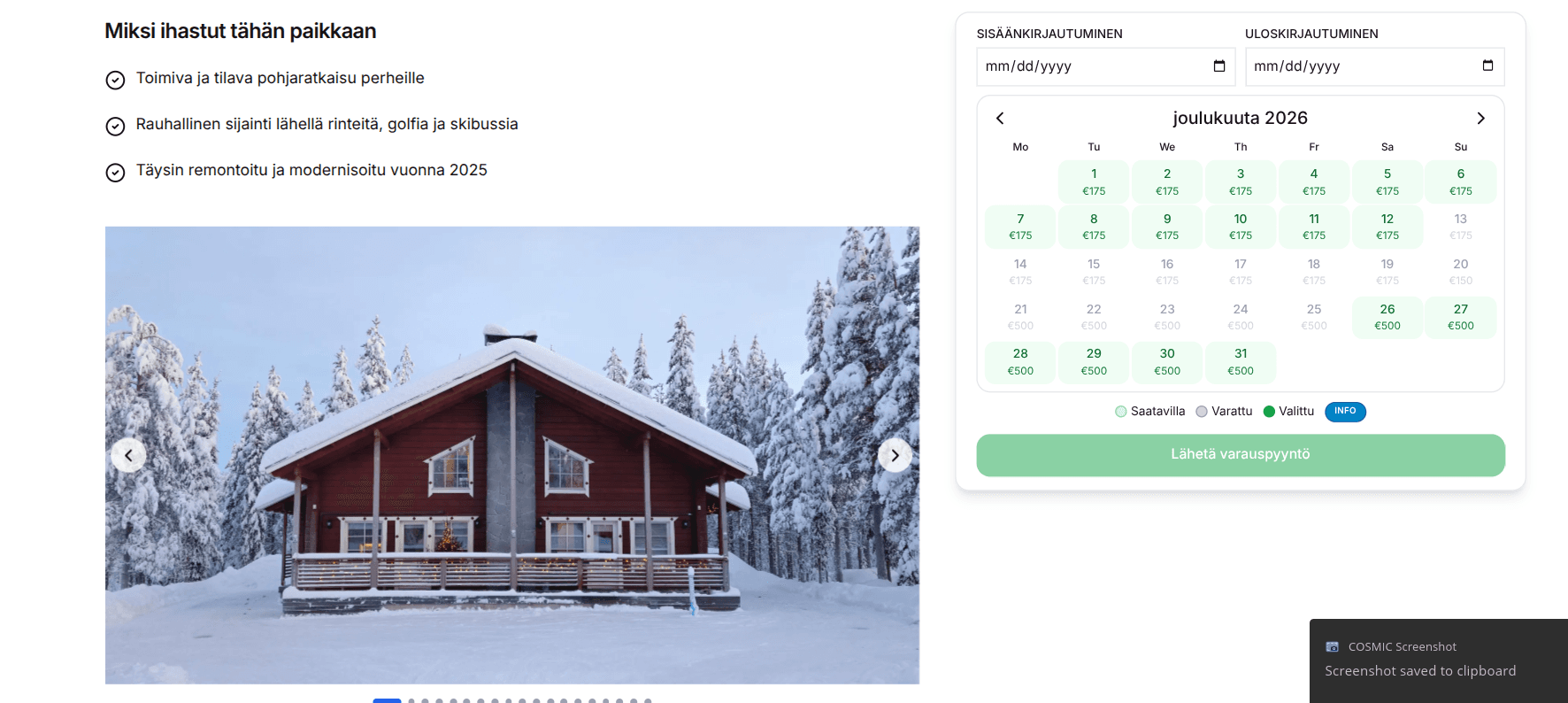 Mökkien varausjärjestelmä