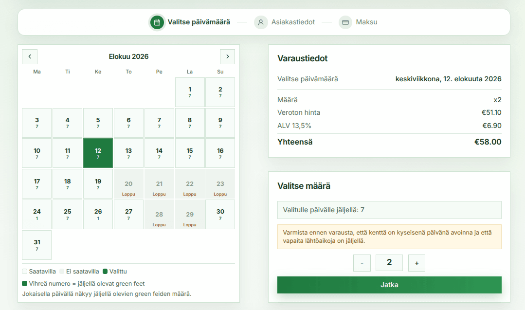Green Fee varausjärjestelmä